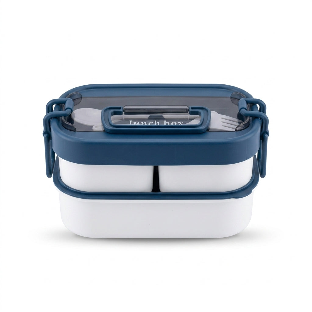Two-Tier Bento Lunch Box with Handle and Utensils
