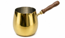 Piece Gold Turkish Coffee Pot Set with Wooden Handles