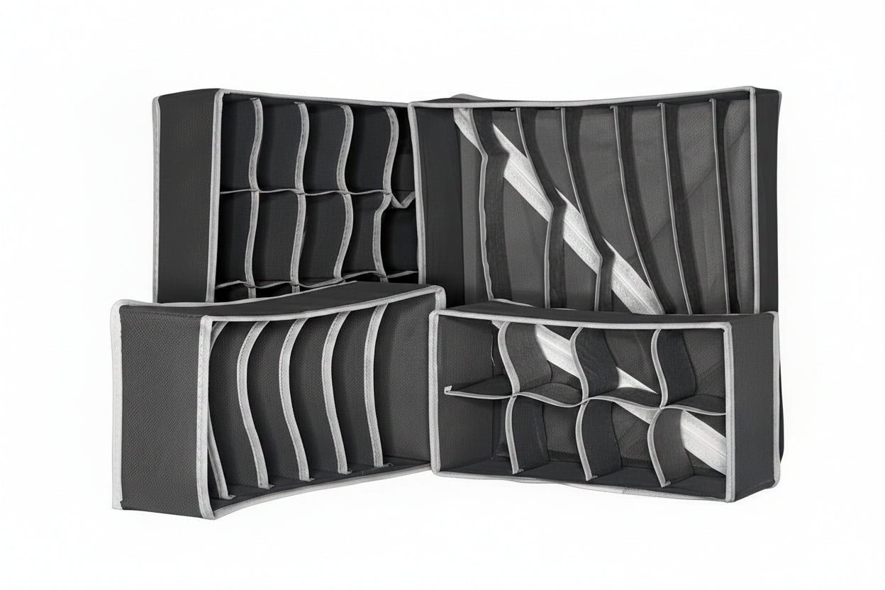 Premium Foldable Drawer & Closet Organizer Set – Dark Fabric Storage Solution