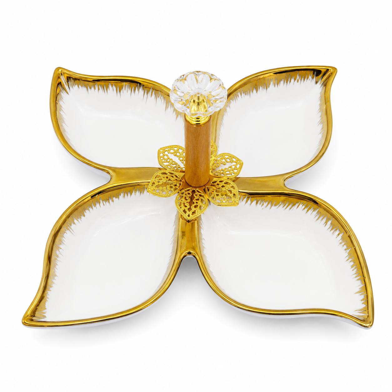 Gold Crystal 4-Section Serving Tray