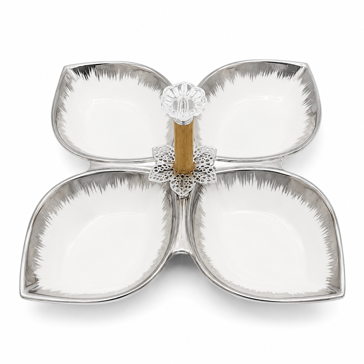Silver Crystal 4-Section Serving Tray
