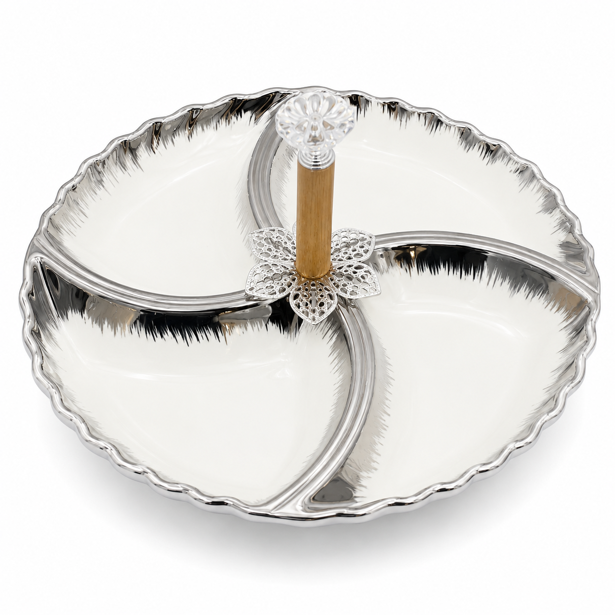 Silver Crystal 4-Section Serving Tray
