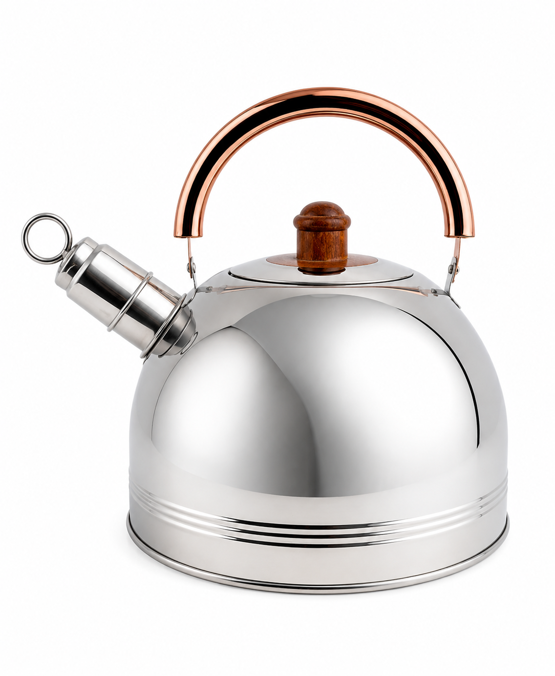Luxury Stainless Steel Whistling Tea Kettle with Rose Gold Handle