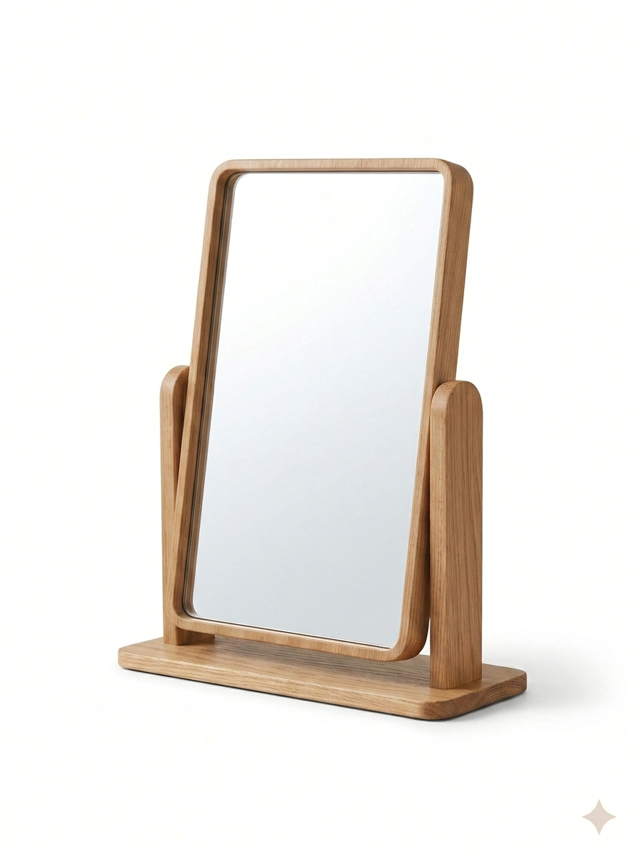 Linear" Oak-Finish Rectangular Vanity Mirror