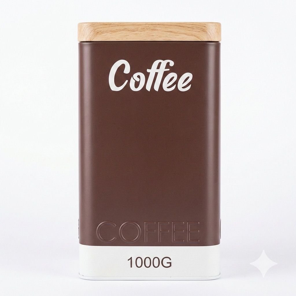 Matte Espresso Coffee Storage Canister with Wooden Lid
