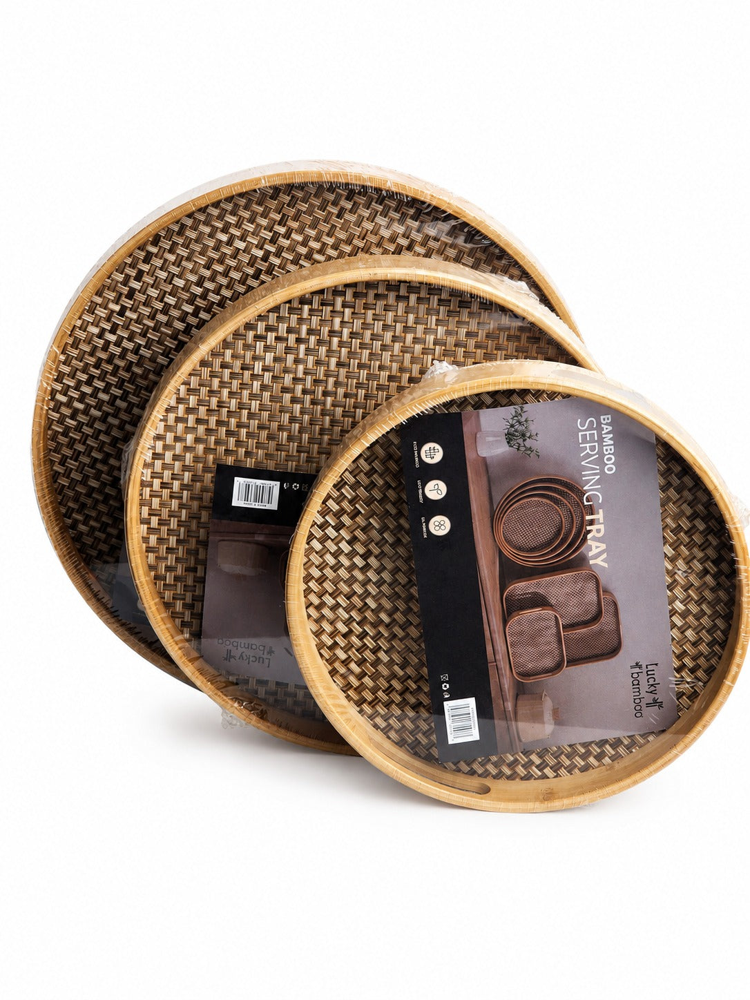 Classic Woven Bamboo Round Trays - Set of 3