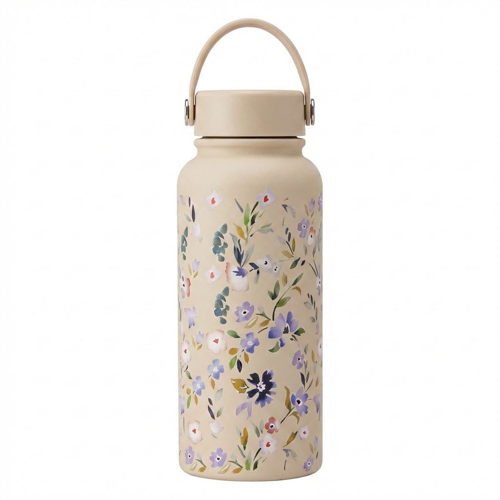 Charming Floral Print Stainless Steel Insulated Water Bottle