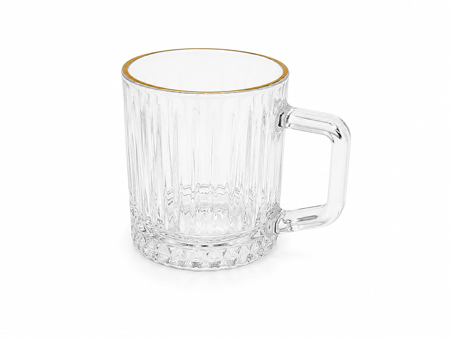 Golden Rim Crystal Glass Mug Set - Set of 6