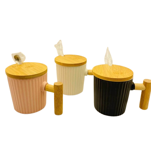 Porcelain Mug with Wooden Cover & Handle