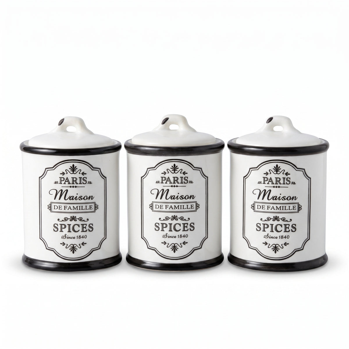 3-Piece Vintage Ceramic Spice Canister Set