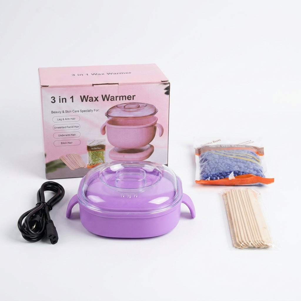 3-in-1 Electric Wax Warmer Hair Removal Kit
