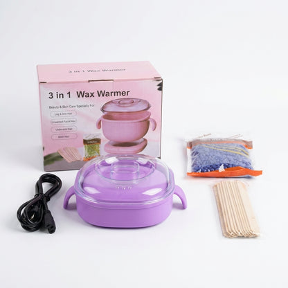 3-in-1 Electric Wax Warmer Hair Removal Kit