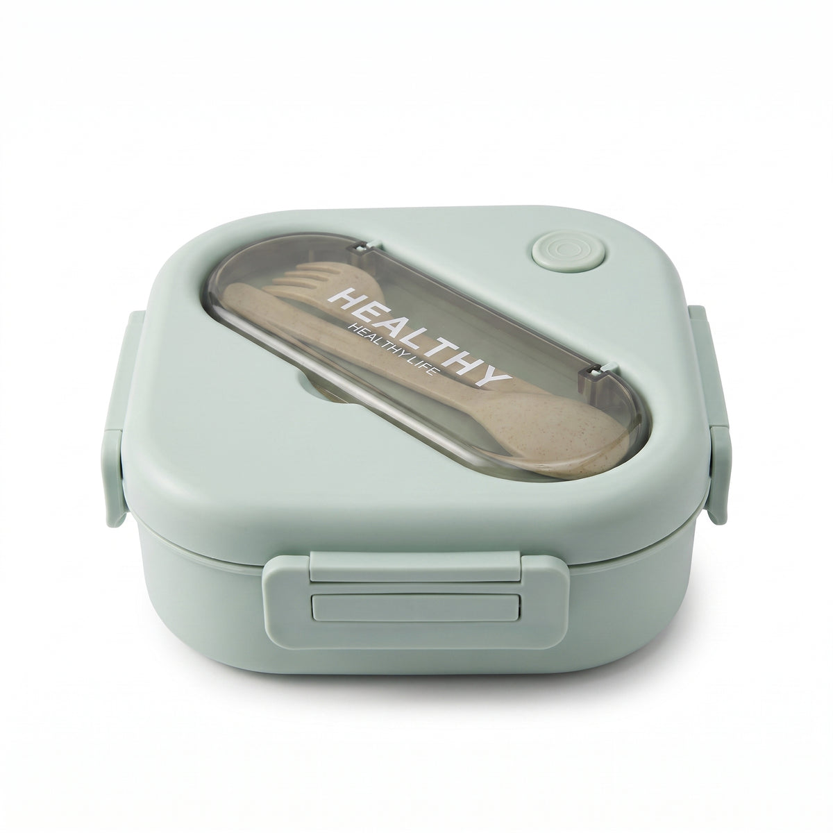Square Divided Bento Lunch Box with Built-In Utensils