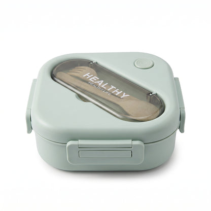 Square Divided Bento Lunch Box with Built-In Utensils