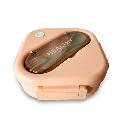 Square Divided Bento Lunch Box with Built-In Utensils