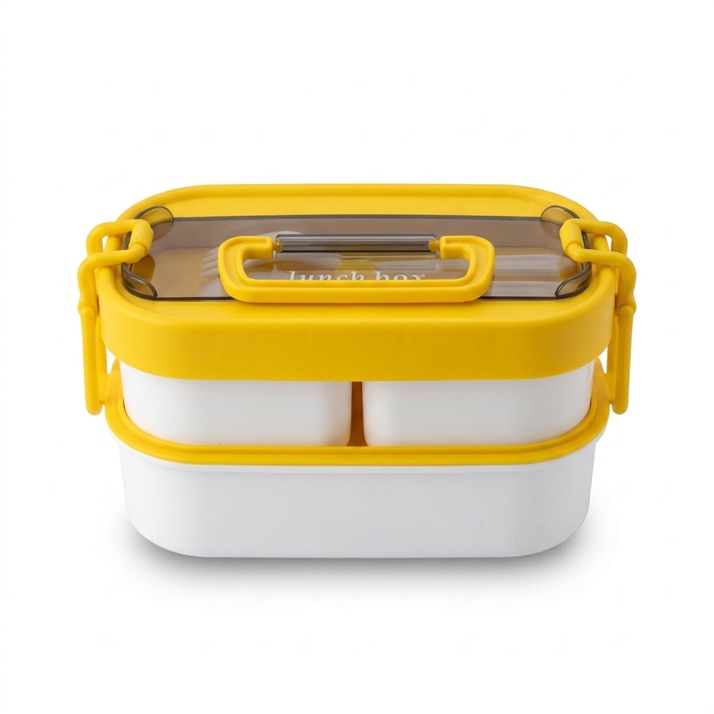 Two-Tier Bento Lunch Box with Handle and Utensils