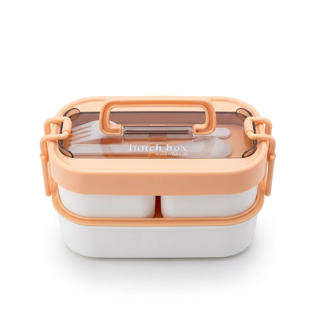 Two-Tier Bento Lunch Box with Handle and Utensils