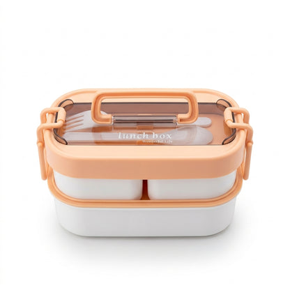 Two-Tier Bento Lunch Box with Handle and Utensils