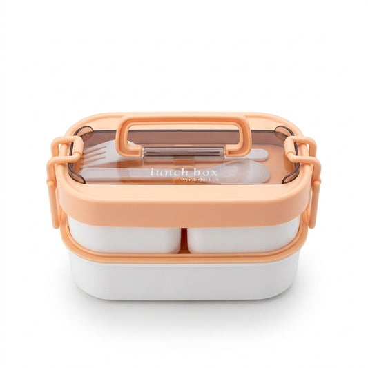 Two-Tier Bento Lunch Box with Handle and Utensils