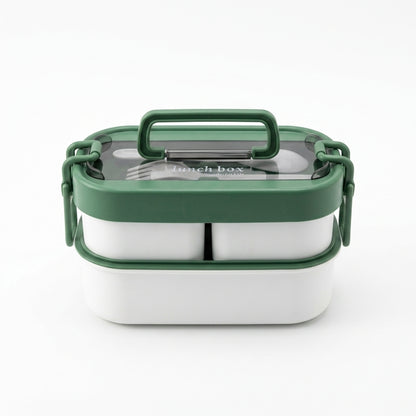 Two-Tier Bento Lunch Box with Handle and Utensils