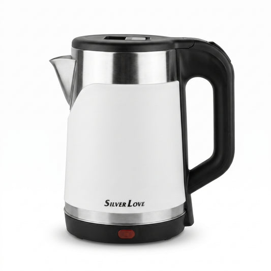 Silver Love Electric Kettle with Metallic Accents