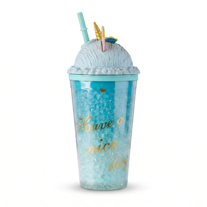 Novelty Unicorn Ice Cream Dome Lid Tumbler with Straw