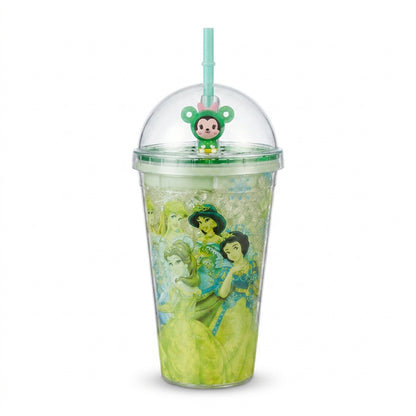 Princess Theme Dome Lid Tumbler with Straw and Glitter