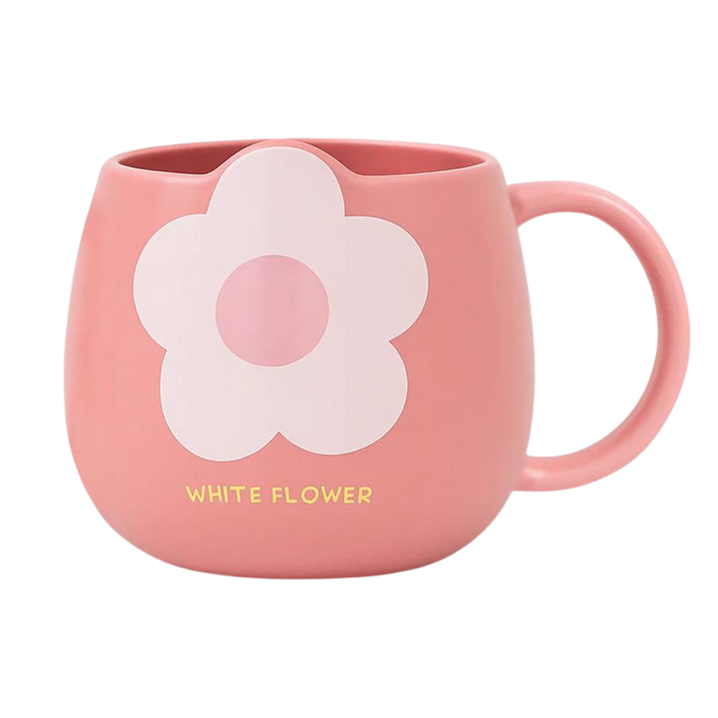 Pastel Flower Cartoon Ceramic Mug Set