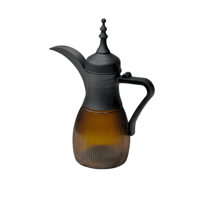 Elegant Ribbed Glass Arabic Coffee Dallah – Modern Serving Pitcher
