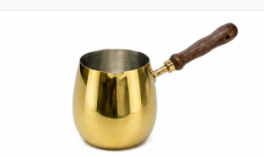 Piece Gold Turkish Coffee Pot Set with Wooden Handles