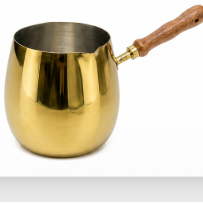 Piece Gold Turkish Coffee Pot Set with Wooden Handles