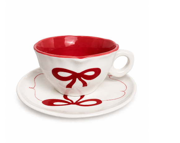 Cute Floral Ceramic Tea Cup & Saucer Set