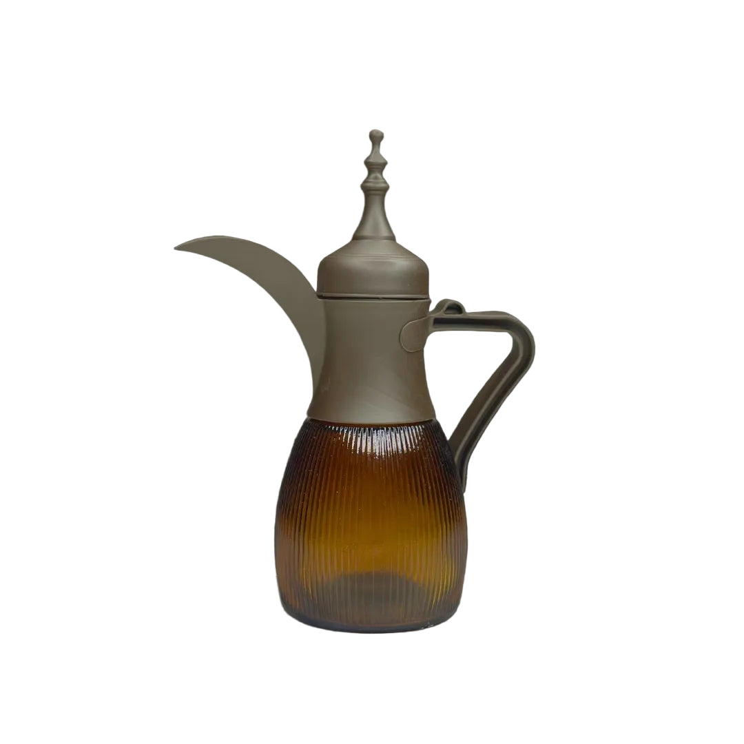 Elegant Ribbed Glass Arabic Coffee Dallah – Modern Serving Pitcher