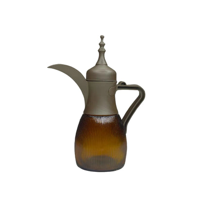 Elegant Ribbed Glass Arabic Coffee Dallah – Modern Serving Pitcher