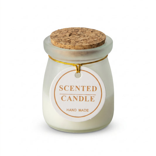 Small Jar Candle with Textured Stopper and Hanging Tag