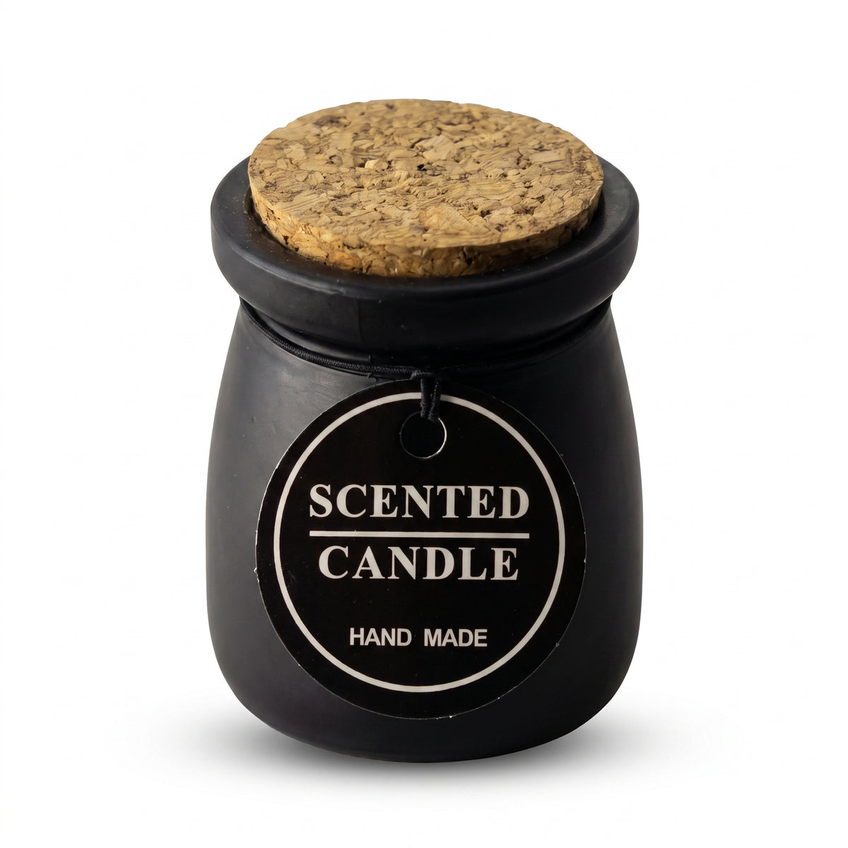 Small Jar Candle with Textured Stopper and Hanging Tag