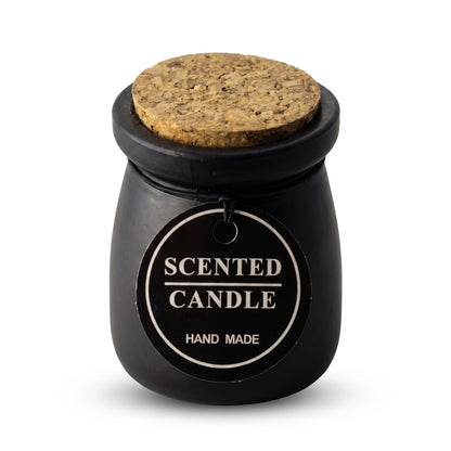 Small Jar Candle with Textured Stopper and Hanging Tag
