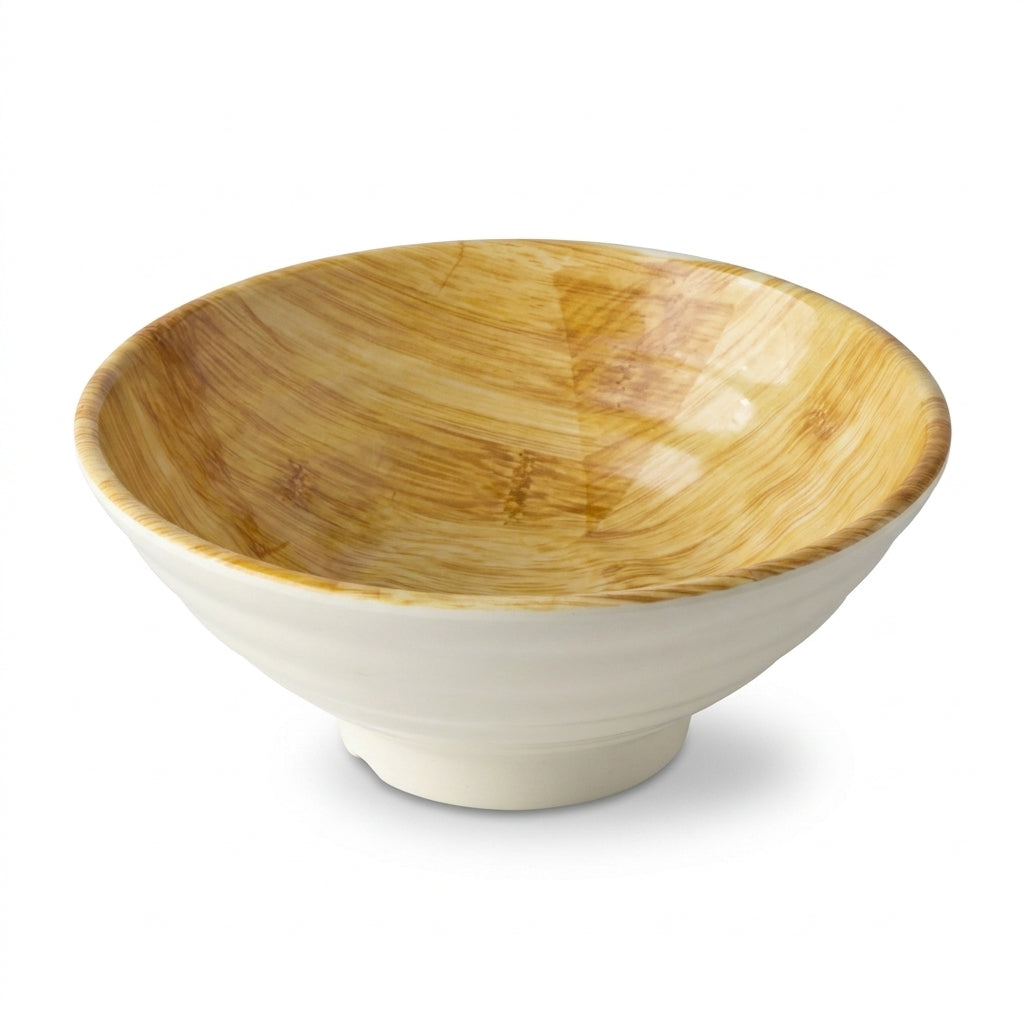 Footed Round Bowl with Linear Patterned Interior