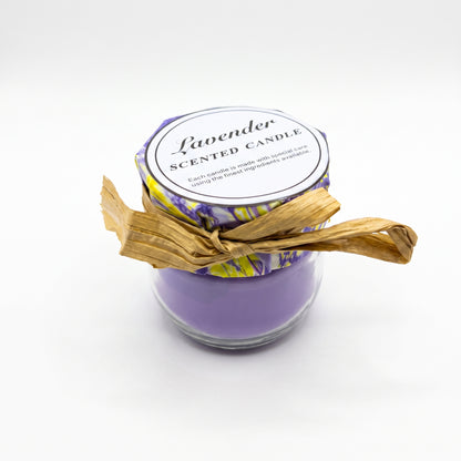 Rounded Scented Candle with Patterned Cover and Ribbon Tie
