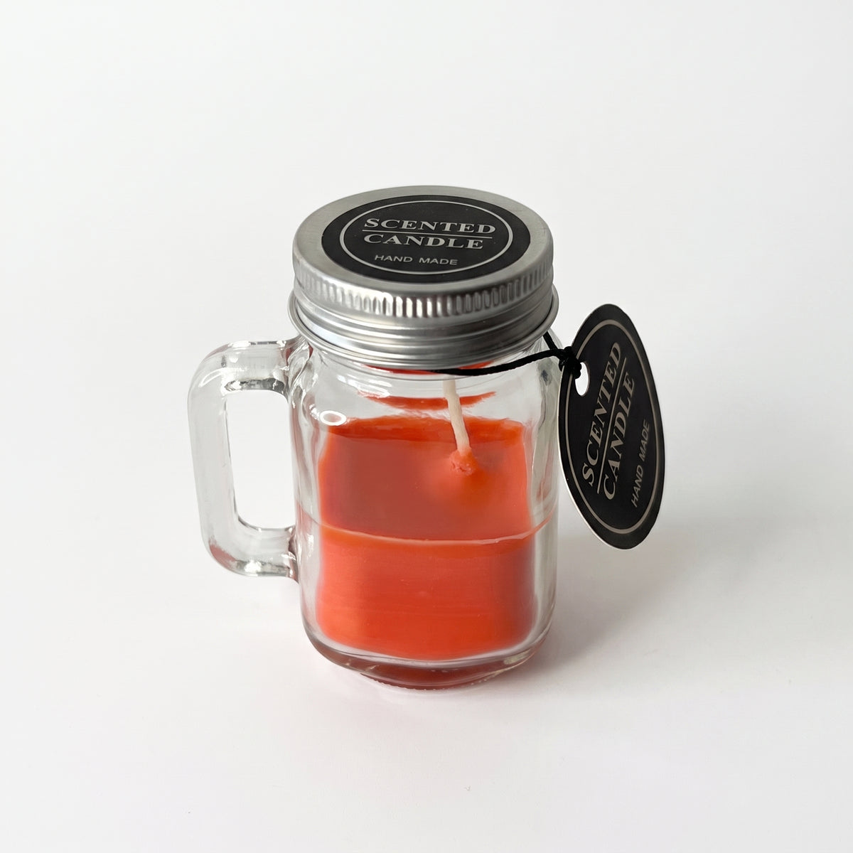 Mini Handled Transparent Jar Candle with Metallic Lid