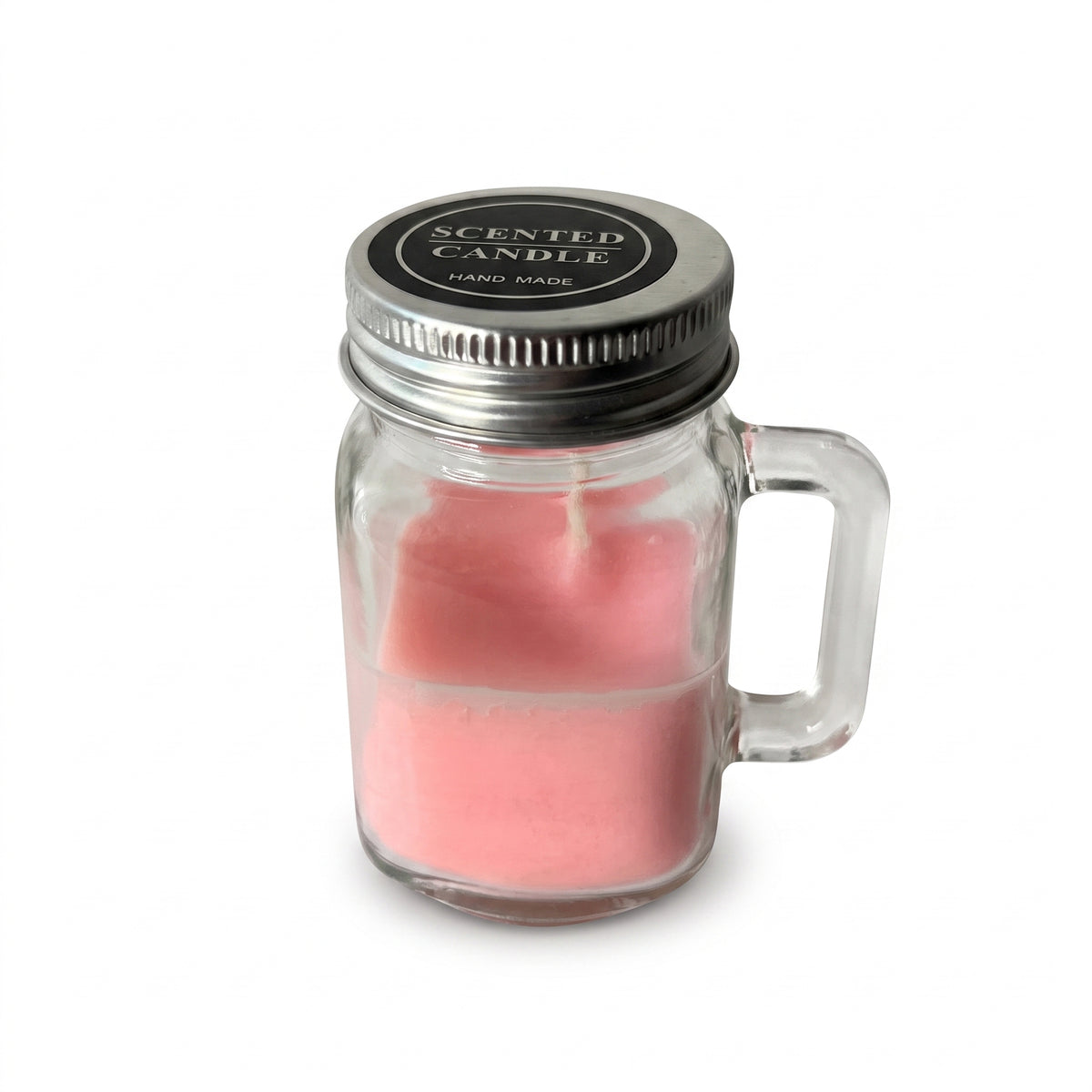 Mini Handled Transparent Jar Candle with Metallic Lid
