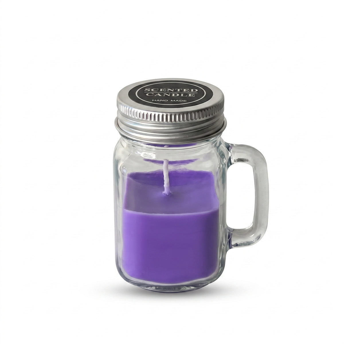 Mini Handled Transparent Jar Candle with Metallic Lid