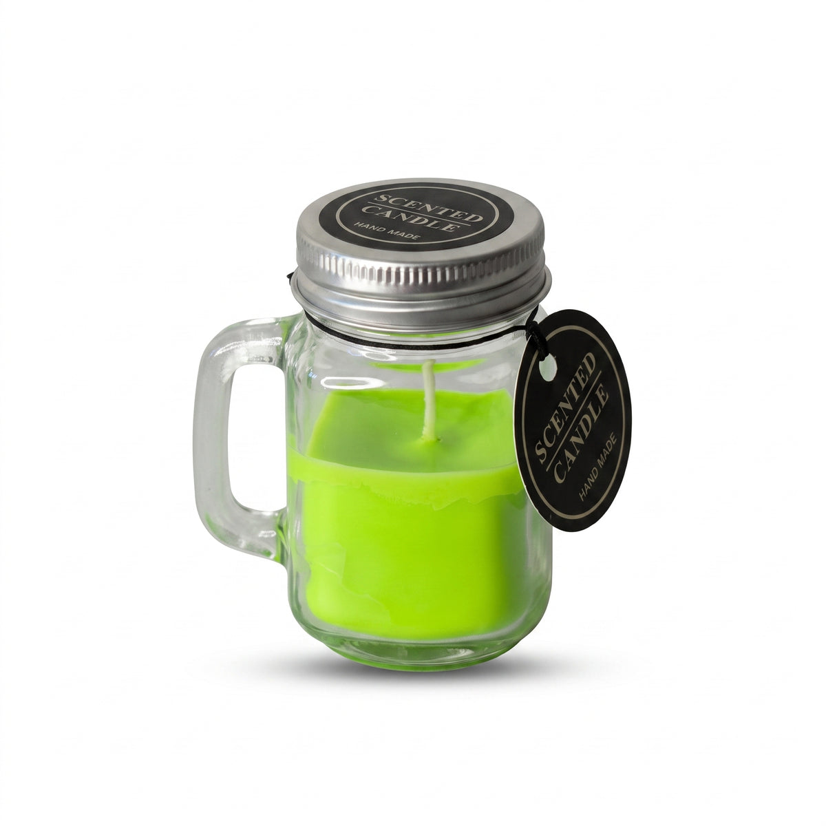 Mini Handled Transparent Jar Candle with Metallic Lid