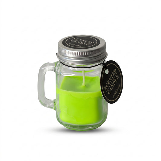 Mini Handled Transparent Jar Candle with Metallic Lid