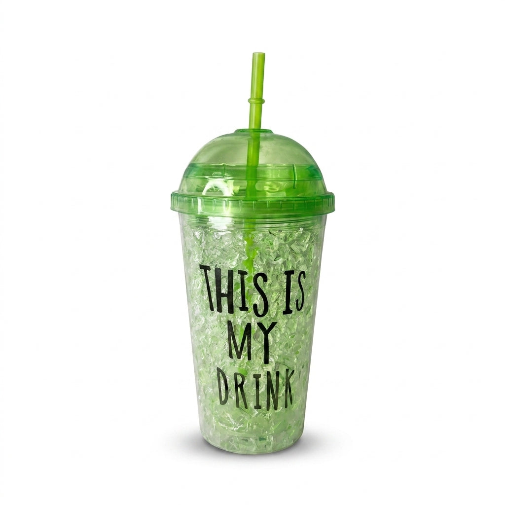 "THIS IS MY DRINK" Green Dome Lid Tumbler with Straw