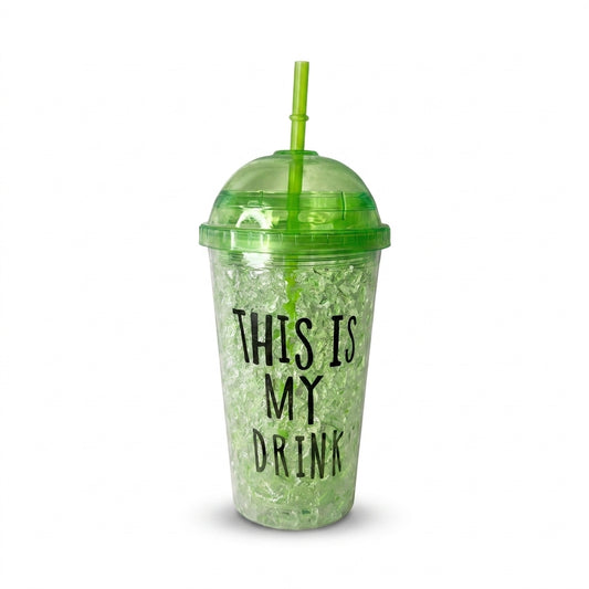 "THIS IS MY DRINK" Green Dome Lid Tumbler with Straw