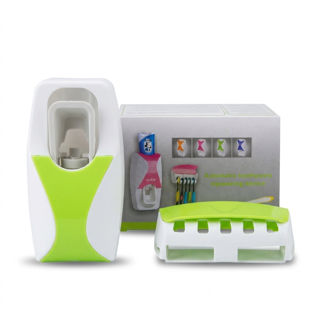 Automatic Toothpaste Squeezer and Toothbrush Holder Set