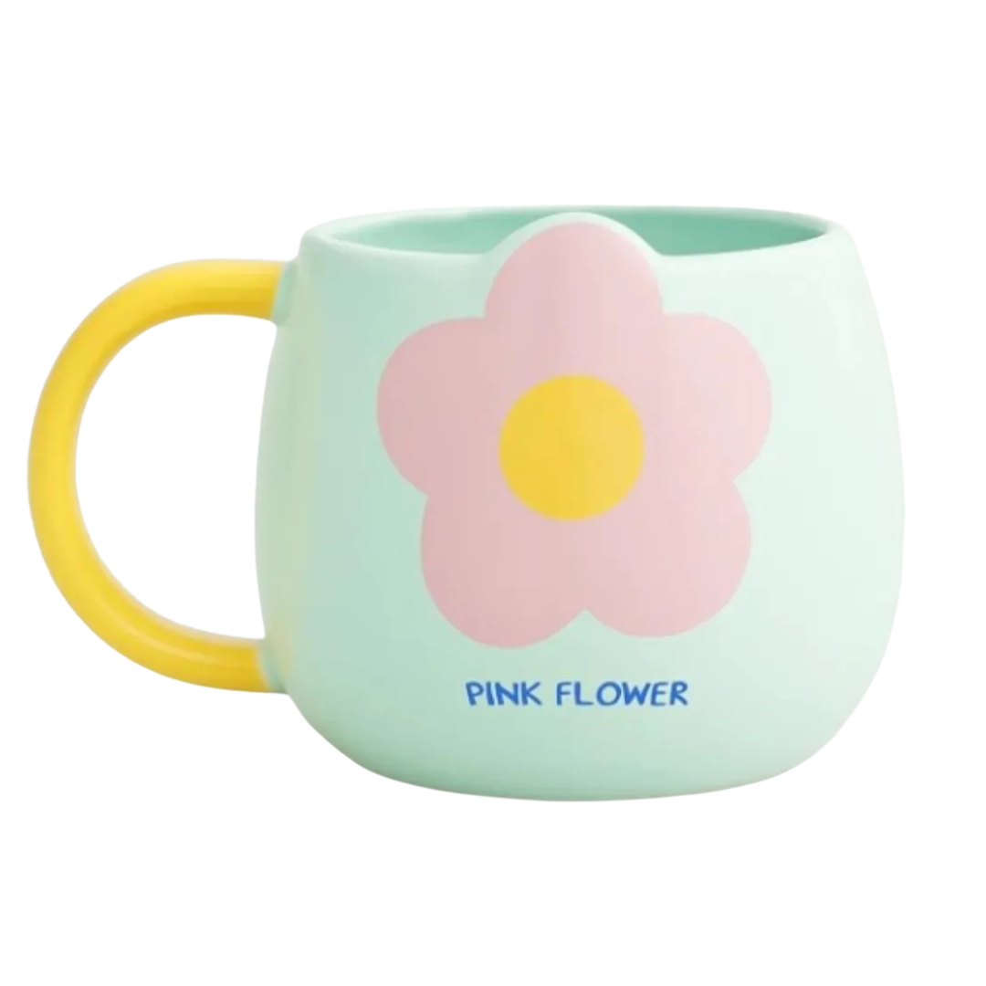 Pastel Flower Cartoon Ceramic Mug Set