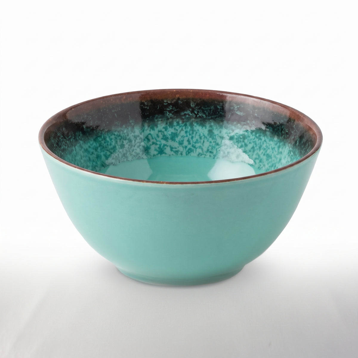 Small deep Round Bowl with Mottled Contrast Band