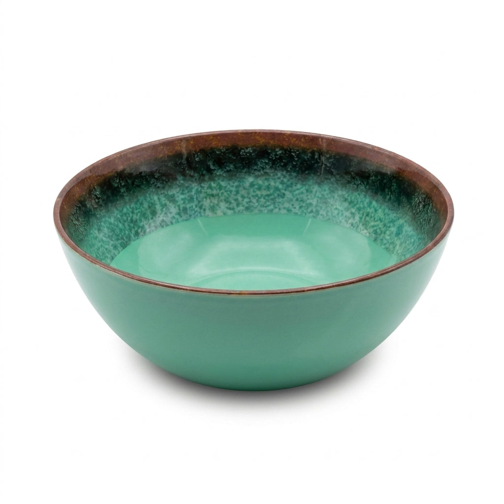 Big Round Serving Bowl with Textured Contrast Rim